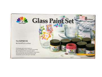 Niet - het Giftige Kunst Schilderen kleurt 8 PCs-Glasverf Vastgestelde 8X15ml 20 Lichte Snelle Kleuren